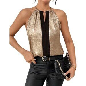 Beautiful Keyhole Collar Halter Lanyard Top